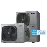 Armstrong Air A7SCP18V compact heat pump outdoor units with Cold Climate badge